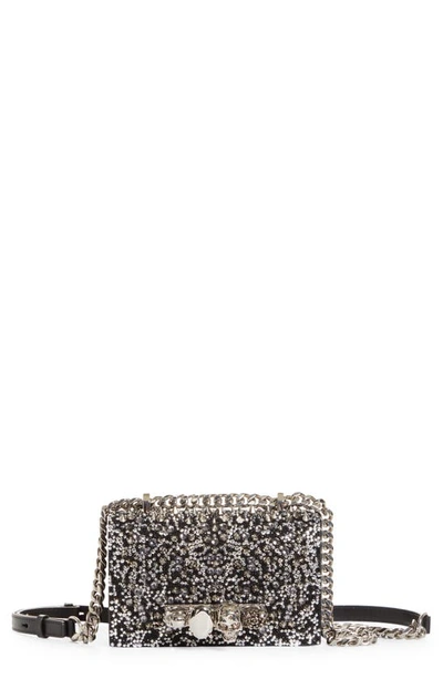 Shop Alexander Mcqueen Crystal Embellished Knuckle Ring Crossbody Bag In Black