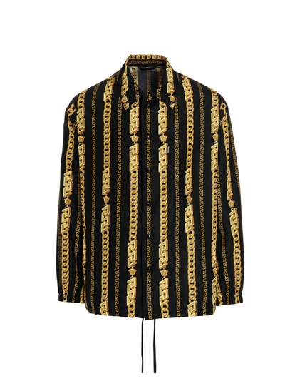 Shop Versace Chain Print Buttoned Overshirt In Multi