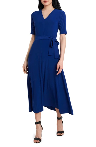Shop Chaus Lisa Tie Waist Dress In Cobalt
