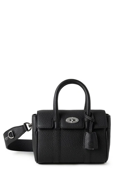 Shop Mulberry Mini Bayswater Grained Leather Tote In Black