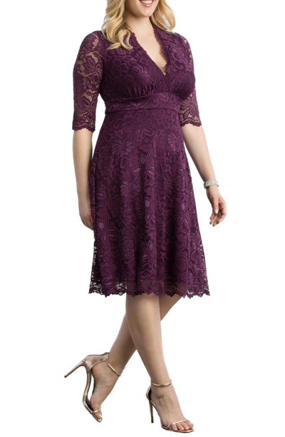 Kiyonna Mademoiselle Lace A-line Dress In Berry Bliss