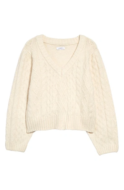 Shop Topshop V-neck Cable Sweater In White