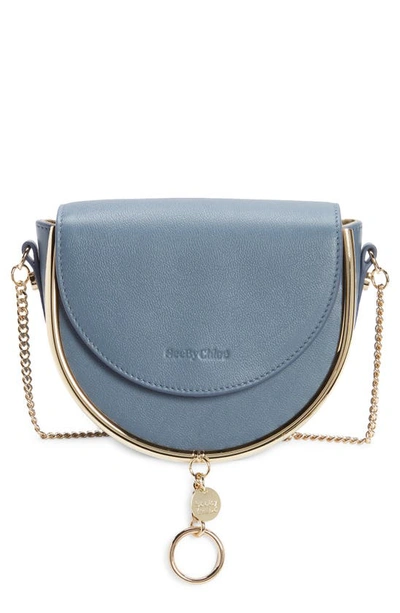 Shop See By Chloé Mara Leather Saddle Bag In Stormy Sky