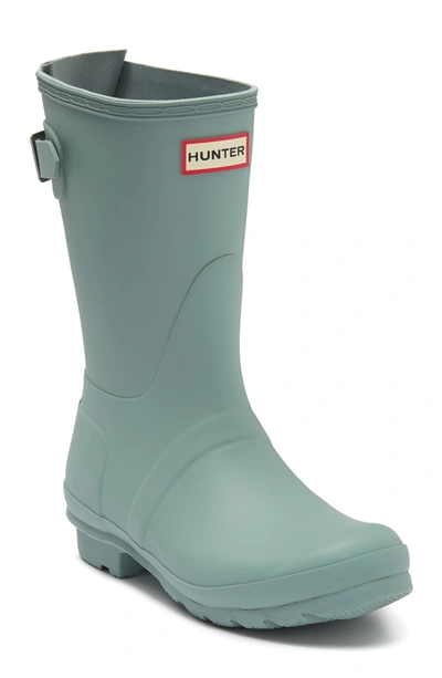 Shop Hunter Original Short Back Adjustable Rain Boot In Iceberg Green