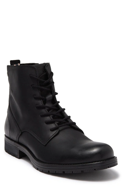 Jack & Jones Lace Up Tall Boots In Black Leather | ModeSens