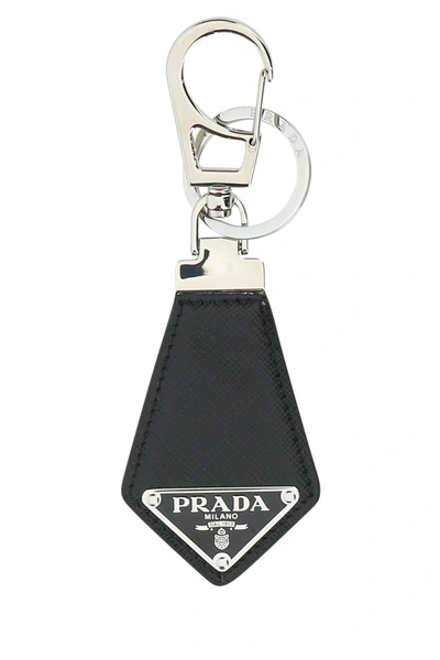 Prada Black Saffiano Key Holder With Logo