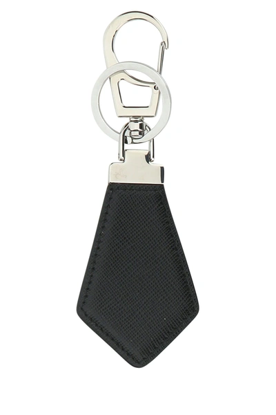 Prada Black Saffiano Key Holder With Logo