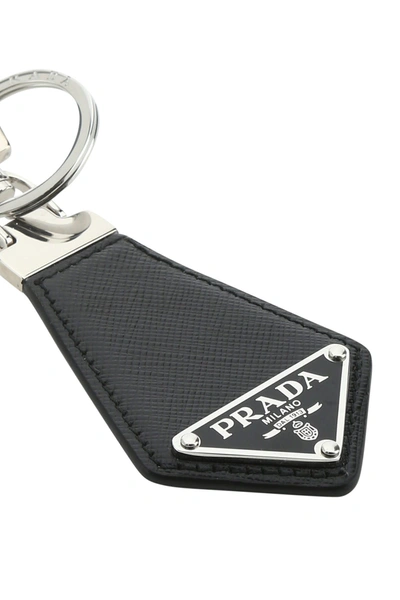 Prada Black Saffiano Key Holder With Logo