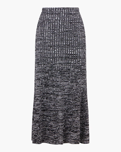 Shop Self-portrait Monochrome Ribbed Knit Skirt In Black White