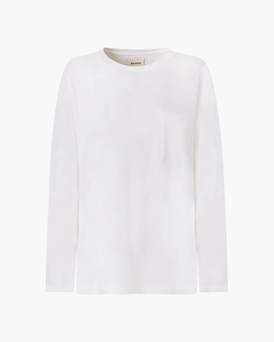 Shop Khaite The Imogen Long Sleeves T-shirt In 100 White
