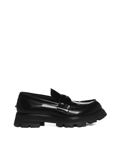 Shop Alexander Mcqueen Loafers In Black Silver