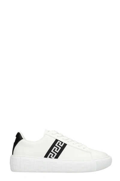 Shop Versace La Greca Sneakers In White Leather
