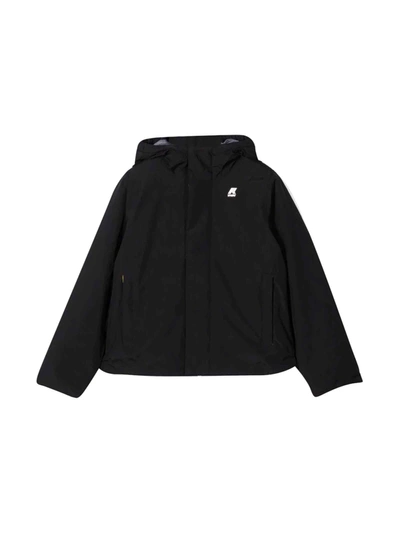 K-way Black Down Jacket Unisex Kids In Nero