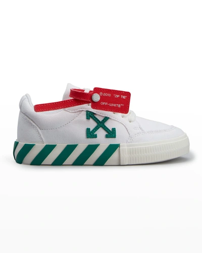 Shop Off-white Kid's Arrow Canvas Low-top Sneakers, Toddler/kids In Whitegreen