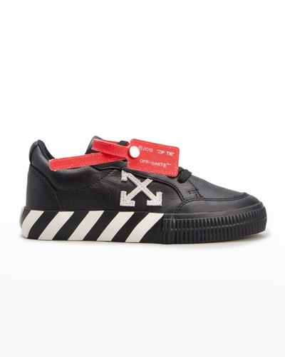 Shop Off-white Kid's Arrow Leather Low-top Sneakers, Toddler/kids In Blackwhite