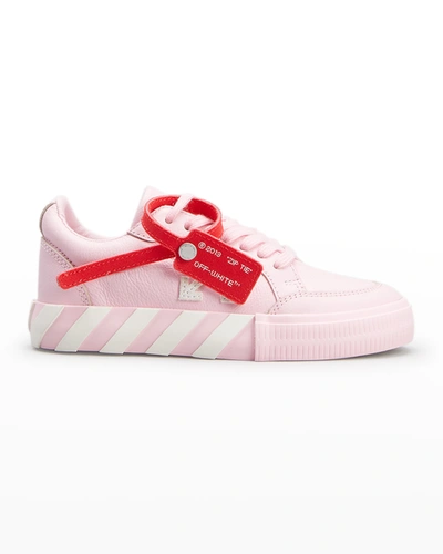 Shop Off-white Girl's Arrow Vulcanized Leather Low-top Sneakers, Toddler/kids In Pinkwhite