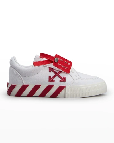 Shop Off-white Kid's Arrow Vulcanized Canvas Low-top Sneakers, Toddler/kids In Whitefuschia