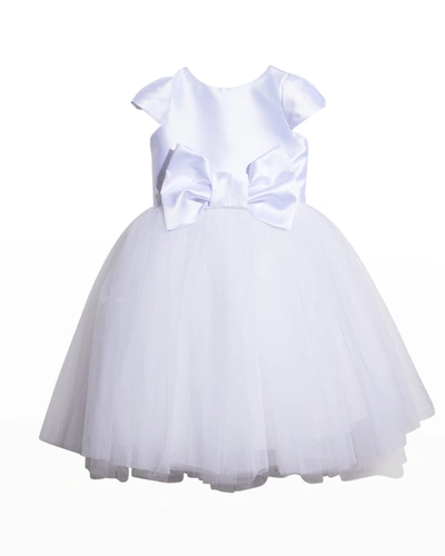 Shop White Label By Zoe Girl's Elizabeth Satin Bow Tulle Dress In White