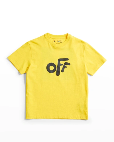 Shop Off-white Boy's Rounded Logo Arrow T-shirt In Yellow Black