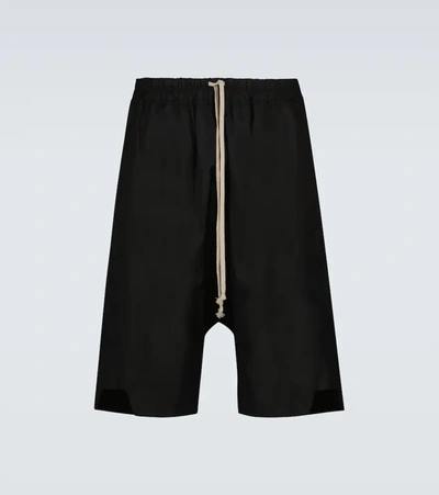 Shop Rick Owens Basket Swinger Cotton-blend Shorts In Black