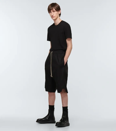 Shop Rick Owens Basket Swinger Cotton-blend Shorts In Black