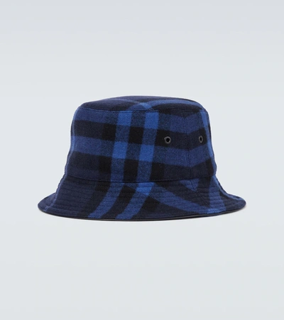 Shop Burberry Vintage Check Bucket Hat In Ink Blue Ip Chk