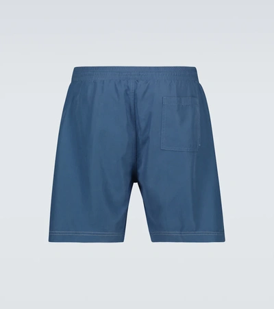 Brunello Cucinelli Logo-embroidered Drawstring Swim Shorts In Azzurro