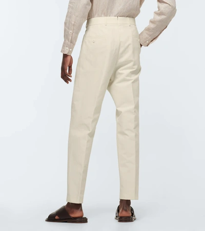Shop Loro Piana City Two Pinces Cotton Pants In White