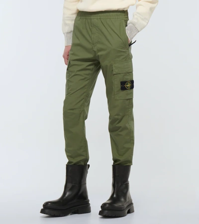 Shop Stone Island Cotton-blend Cargo Pants In Olive