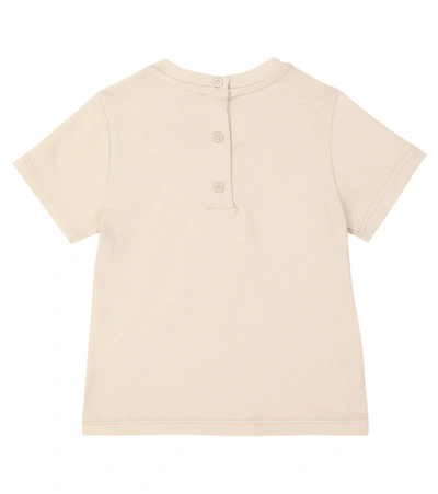 Shop Fendi Baby Cotton-blend Printed T-shirt In Beige Baby