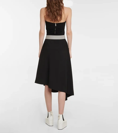 Shop Loewe Leather-trim Wool Wrap Midi Skirt In Black