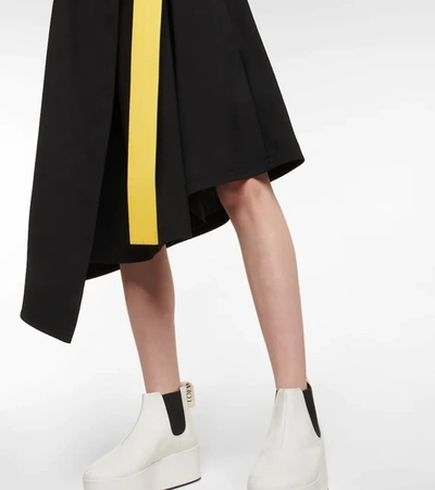 Shop Loewe Leather-trim Wool Wrap Midi Skirt In Black