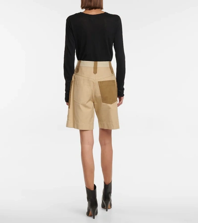 Shop Isabel Marant Étoile Kalerna Cotton And Linen Colorblocked Shorts In Beige
