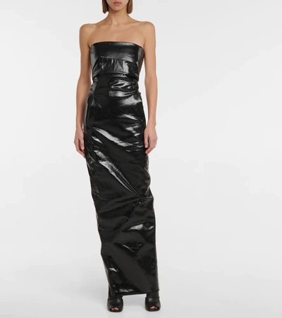 Shop Rick Owens Bustier Coated Cotton Gown In Black