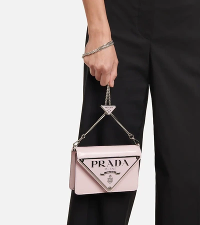 Prada Logo Leather Shoulder Bag In Pink