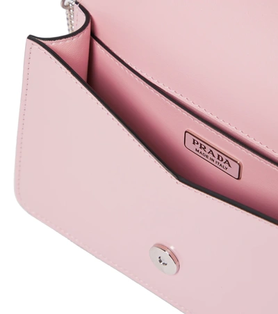 Prada Logo Leather Shoulder Bag In Pink