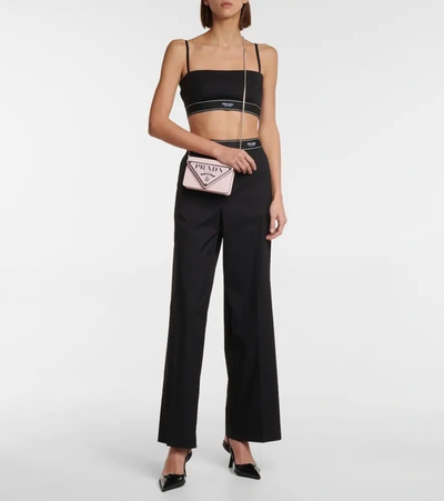 Prada Logo Leather Shoulder Bag In Pink