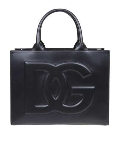 Shop Dolce & Gabbana Logo Embossed Tote Bag In Black