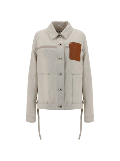 Shop Loewe Logo Patch Workwear Jacket In Multi