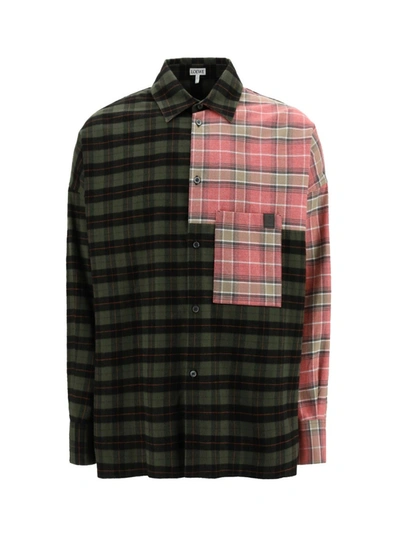 Shop Loewe Patchwork Buttoned Oversized Shirt In Multi