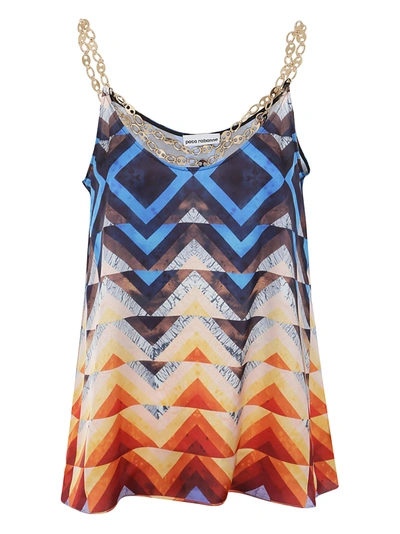 Shop Paco Rabanne Color Blocked Chain Detailed Top In Multi