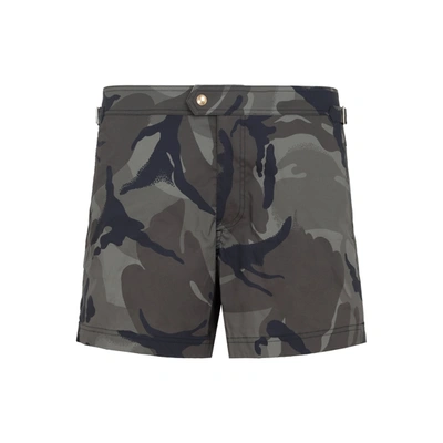 Shop Tom Ford Camouflage Printed Swim Shorts In Green