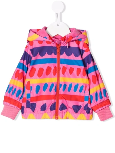 Shop Stella Mccartney Geometric-print Zip-up Hoodie In Pink