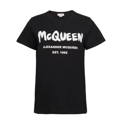 Shop Alexander Mcqueen Mcqueen Graffiti T-shirt In Black White