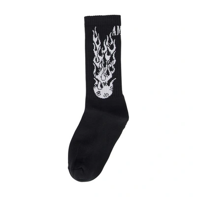 Shop Amiri Flames Socks In Black