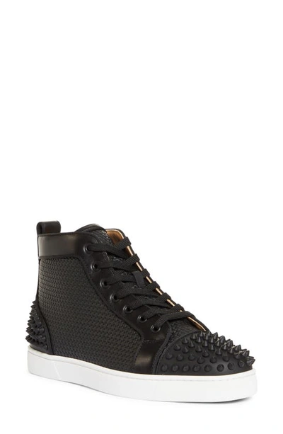 Shop Christian Louboutin Lou Spikes High Top Sneaker In Black/ Black Mat