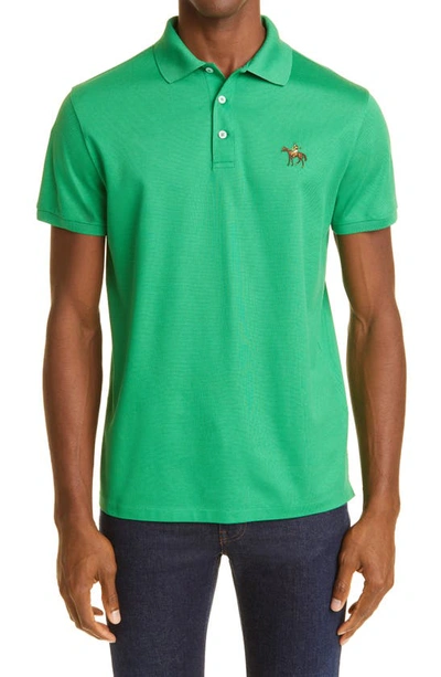 Shop Ralph Lauren Purple Label Standing Horse Cotton Piqué Polo In Green