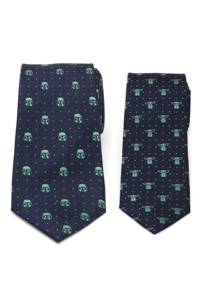 Shop Cufflinks, Inc Mandalorian Father & Son Silk Tie Set In Navy