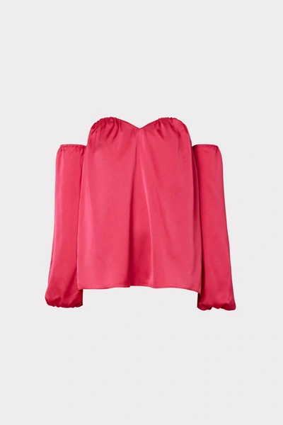 Shop Milly Willianna Satin Top In Pink