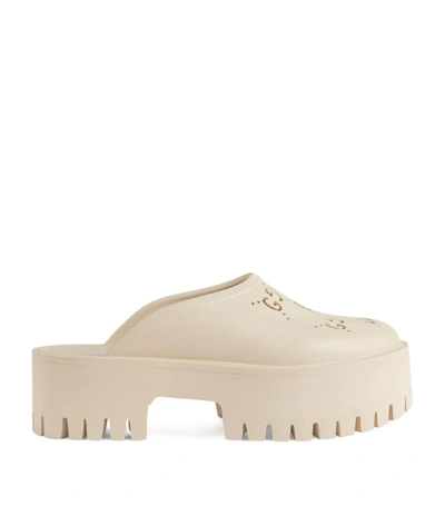 Shop Gucci Perforated G Mules In White